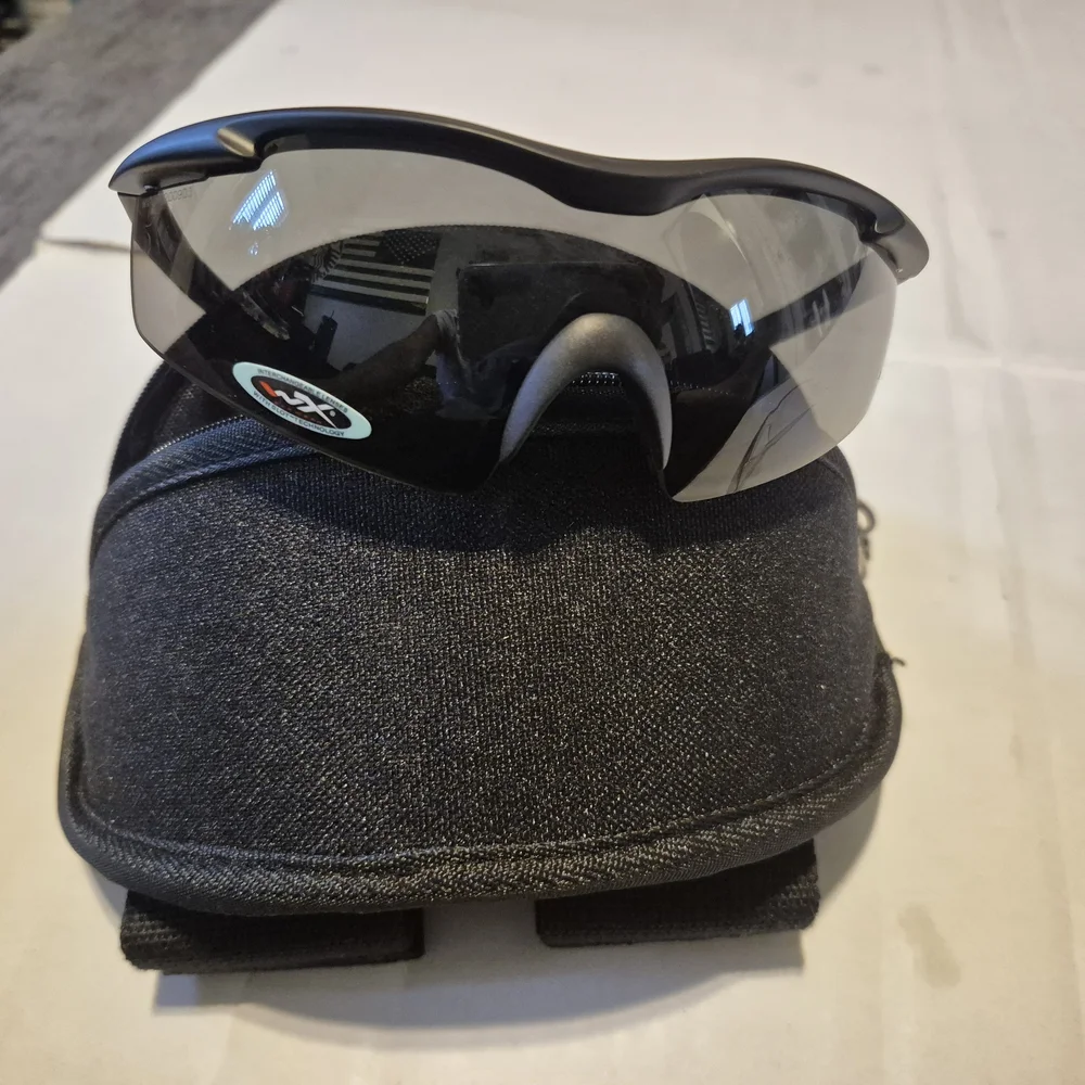 Black Protective Sports Sunglasses with Smoke and Clear Interchangeable Lenses